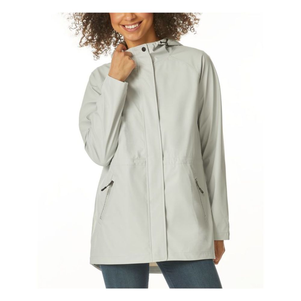 32 DEGREE COOL Womens Gray Zippered Hooded Water-resistant Anorak Raincoat XL